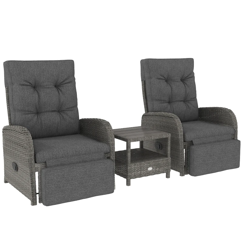 Best 2 Seater Patio Rattan Wicker Chaise Lounge Sofa Set w/ Cushion for Patio Garden Porch, Grey