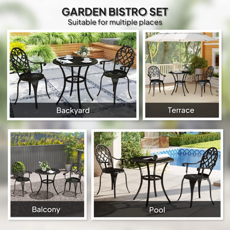 Best Three-Piece Elegant Aluminium Garden Set - Black - Image 6