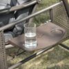 Best 3 Seater Garden Swing Chair Outdoor Hammock Bench w/ Adjustable Canopy, Cushions and Cup Trays, Brown Steel Frame, Dark Grey Fabric - Image 9