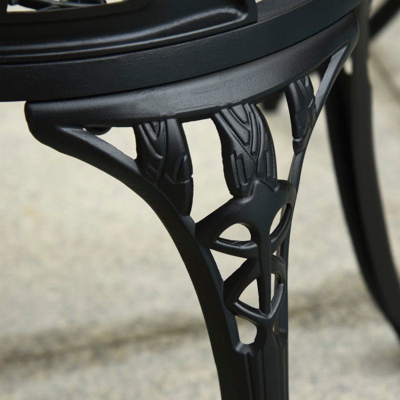Best Three-Piece Aluminium Floral Bistro Garden Set - Black - Image 9