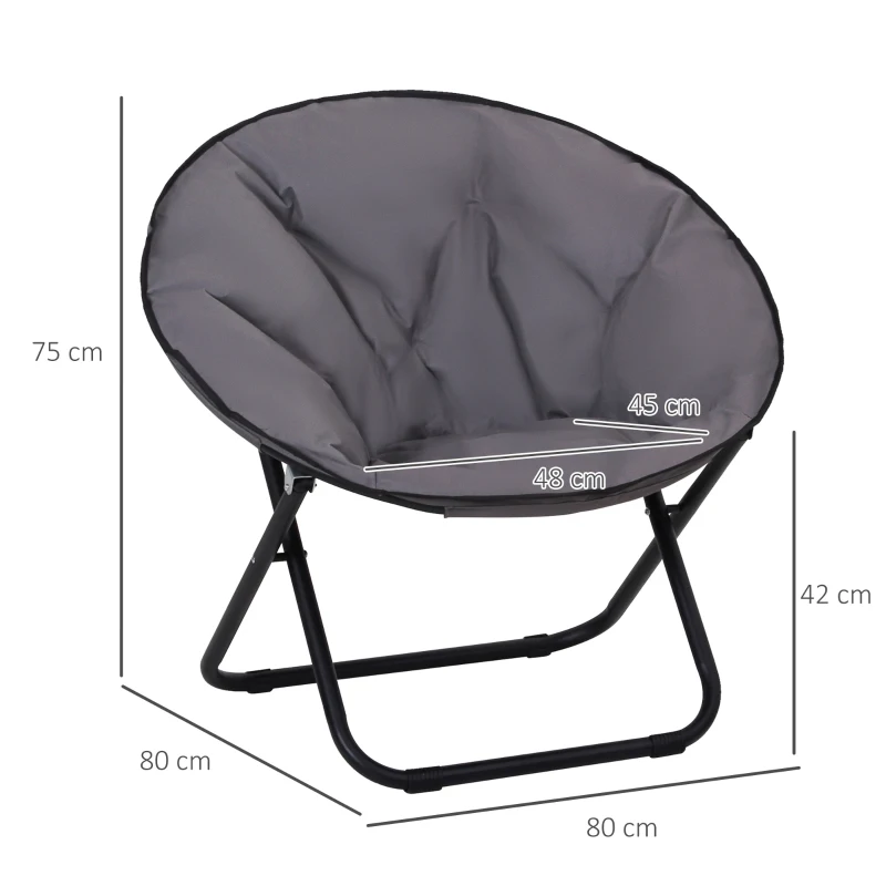 Best Garden Folding Portable Padded Saucer Moon Chair Padded Round Outdoor Camping Travel Fishing Seat Grey - Image 3