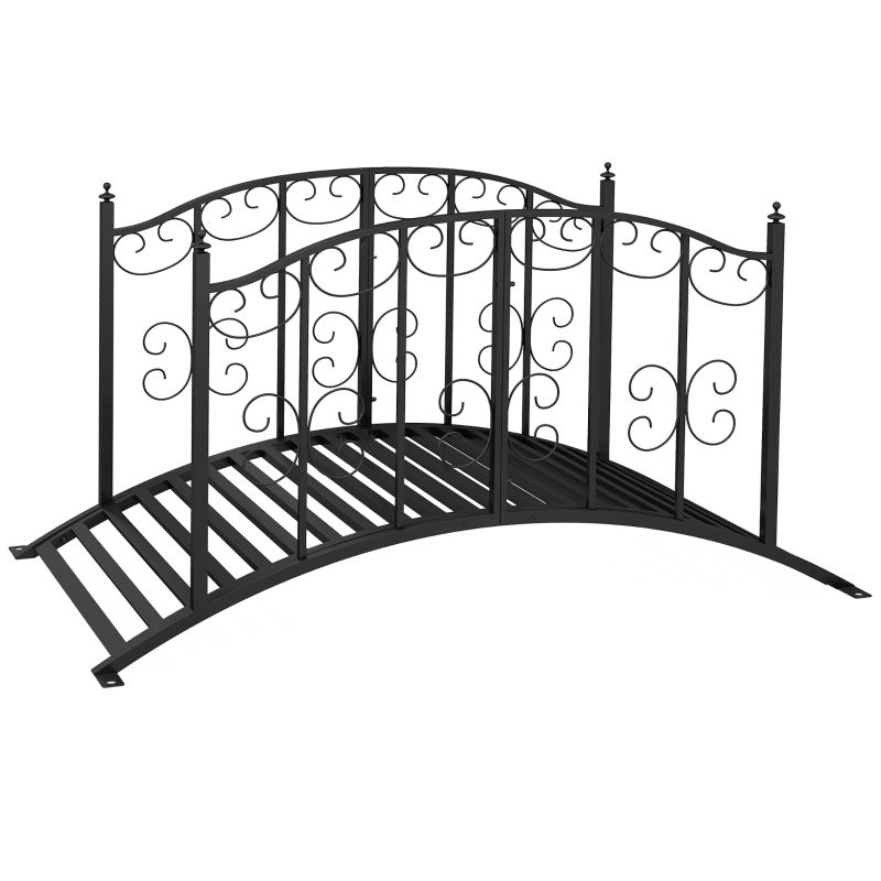 Best 1.2M Metal Decorative Scrollwork Arch Garden Bridge, Black - Image 13
