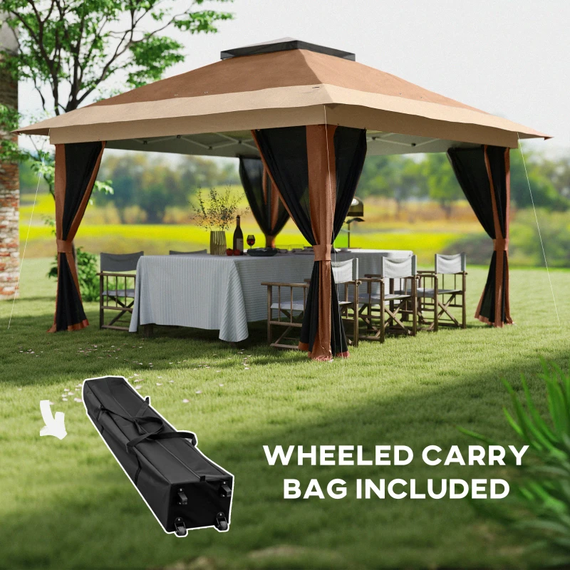 Best 3.6 x 3.6m Pop-Up Gazebo, with Accessories - Brown - Image 7