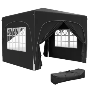 Best 3 x 3m Pop-Up Gazebo Shelter, with Accessories - Black