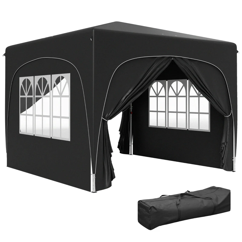 Best 3 x 3m Pop-Up Gazebo Shelter, with Accessories - Black