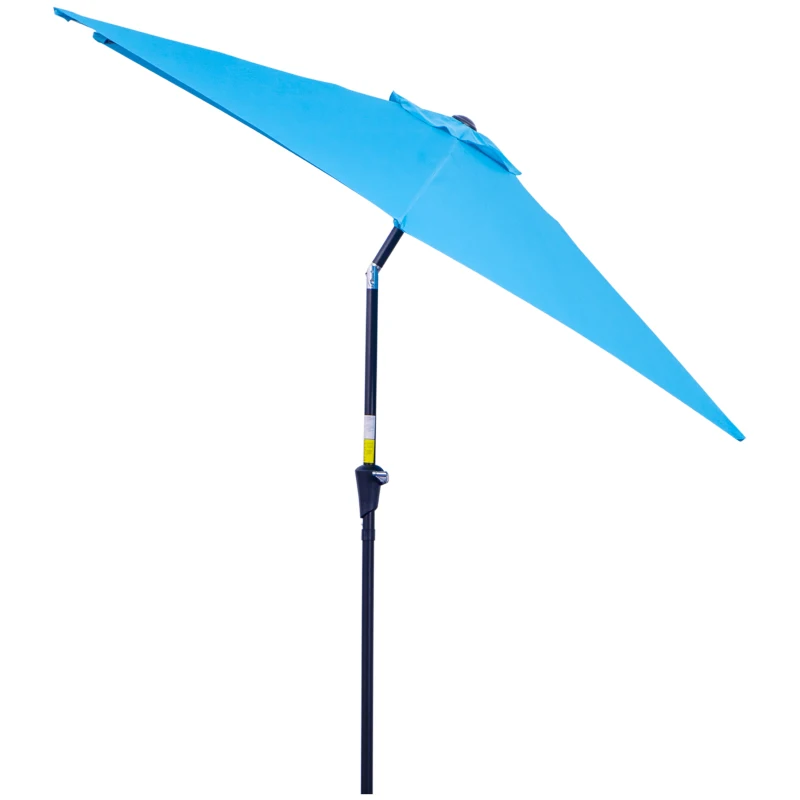 Best 2.6M Garden Parasol Umbrella with Tilt and Crank, Outdoor Sun Parasol Sunshade Shelter with Aluminium Frame, Blue - Image 8