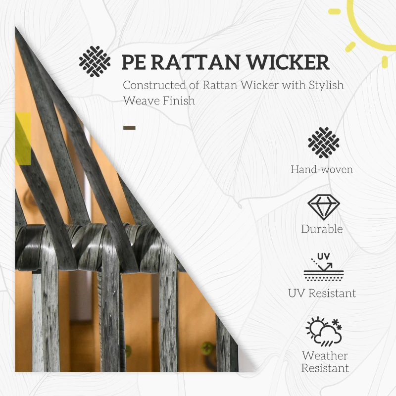 Best String Rattan Egg Chair, with Padded Seat Cushion - Grey/Black - Image 4