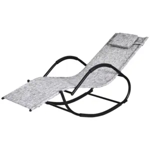Best Steel Frame Zero Gravity Rocking Lounge Chair w/ Pillow Grey