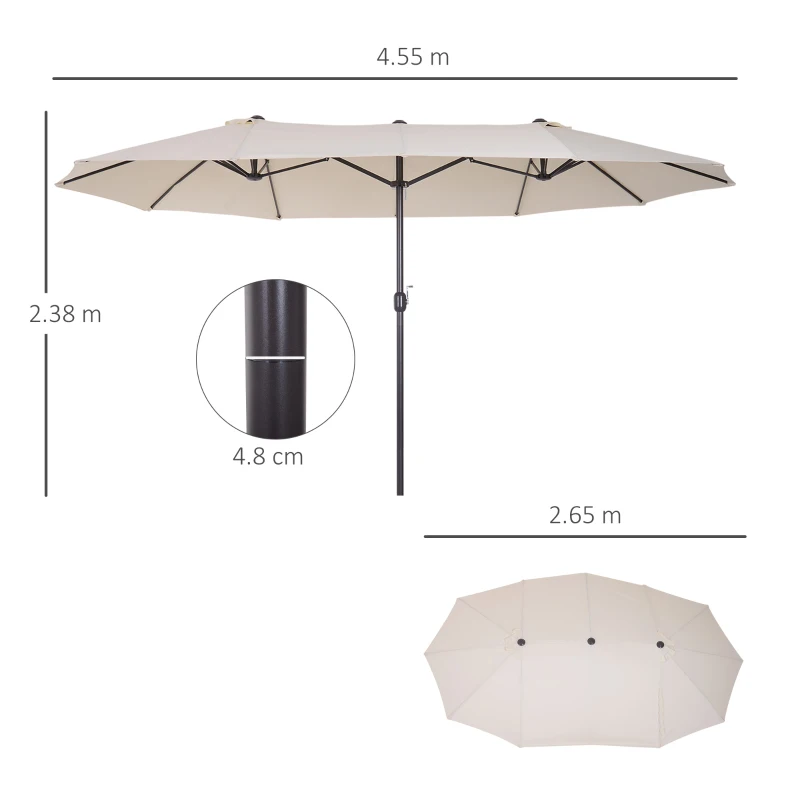 Best 4.6m Double-Sided Patio Parasol Sun Umbrella-Beige - Image 3