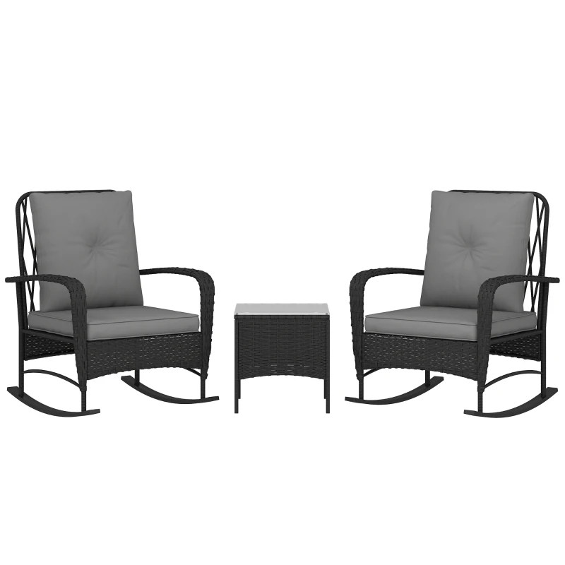 Best Three-Piece Rocking Chair Rattan Bistro Set - Black