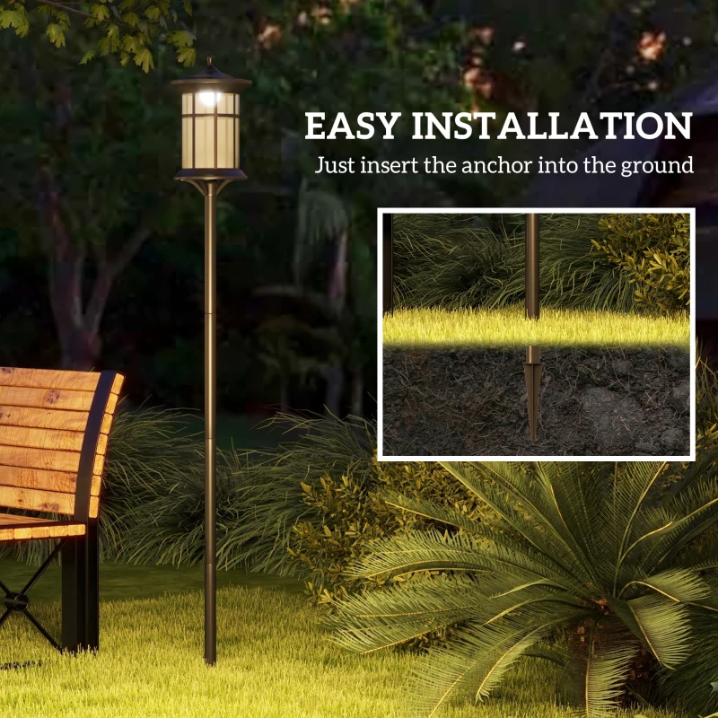 Best Set of Two 1.8m Traditional Style Solar Lamp Posts - Black - Image 7