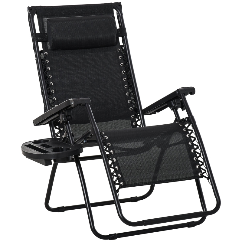 Best Folding Zero Gravity Sun Lounger, with Sun Canopy - Black - Image 11