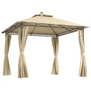 Best 3 x 3 m Solar LED Metal Gazebo - Beige