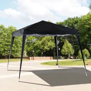 Best 3 M x 3 M Base/ 2.5 M x 2.5 M Top Pop Up Gazebo with Carry Bag, Height Adjustable Slant Leg Party Tent Instant Event Shelter for Garden, Patio, Black