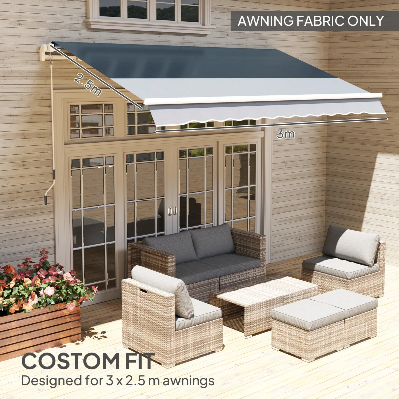 Best Awning Replacement Canopy, Water Resistant UPF 50+ Sun Shade Cover for 3 x 2.5 m Garden Awning (Fabric Only), Grey - Image 4