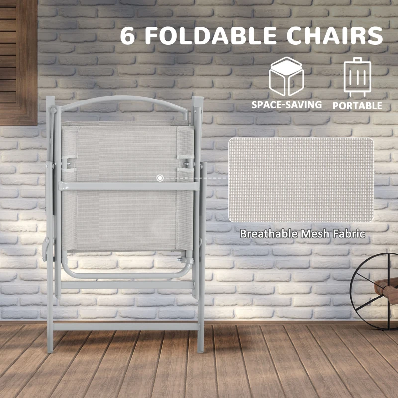 Best Eight-Piece Garden Dining Set, with Chairs, Table and Parasol - Grey - Image 5