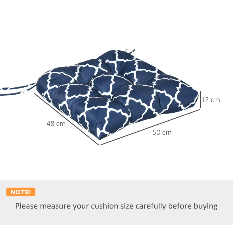 Best Set of Two Patterned Outdoor Seat Cushions - Blue/White - Image 3