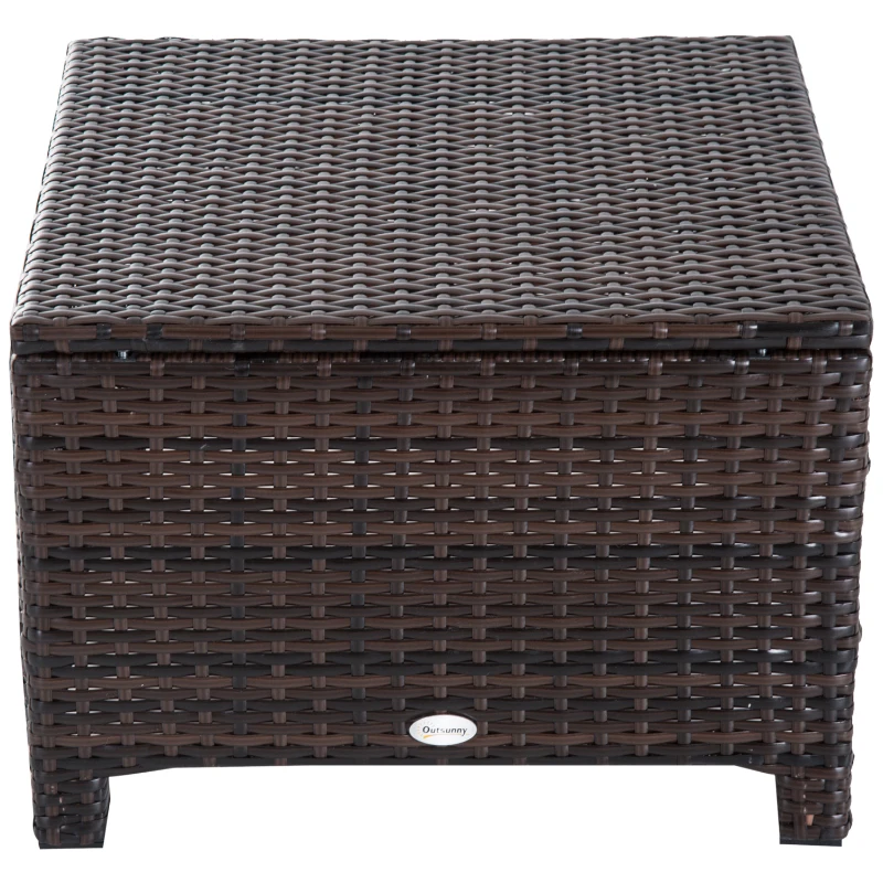 Best Rattan Footstool Wicker Ottoman with Padded Seat Cushion Outdoor Patio Furniture for Garden Poolside Living Room, 50 x 50 x 35 cm, Brown - Image 8