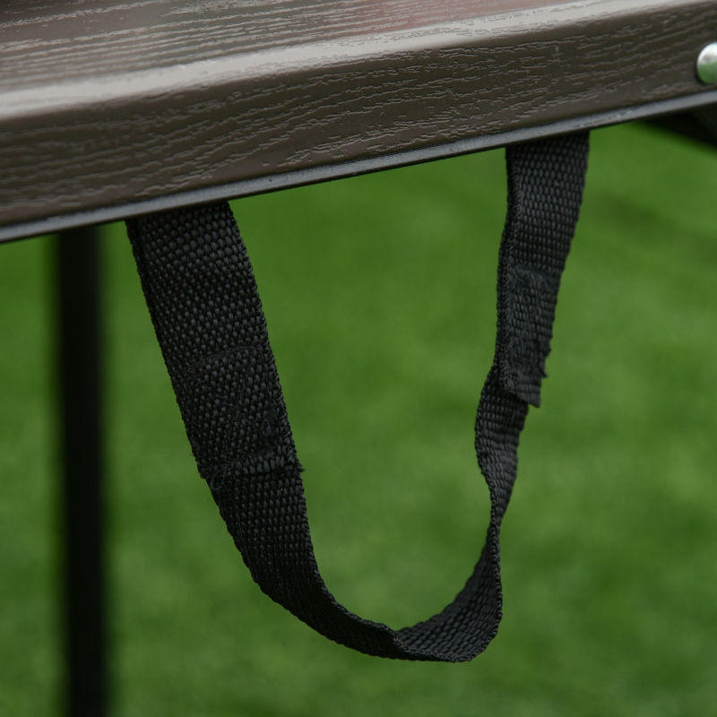 Best 4FT Portable Metal Picnic Table, 22Lx61Wx53/71.5H cm-Black/Brown - Image 9
