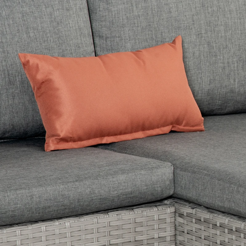 Best 3 Pieces Outdoor PE Rattan Sofa Set, Patio Wicker Conversation Chaise Lounge Furniture w/ Tempered Glass Table-top & Soft Padded Cushion for Garden, Backyard, Lawn, Grey - Image 7