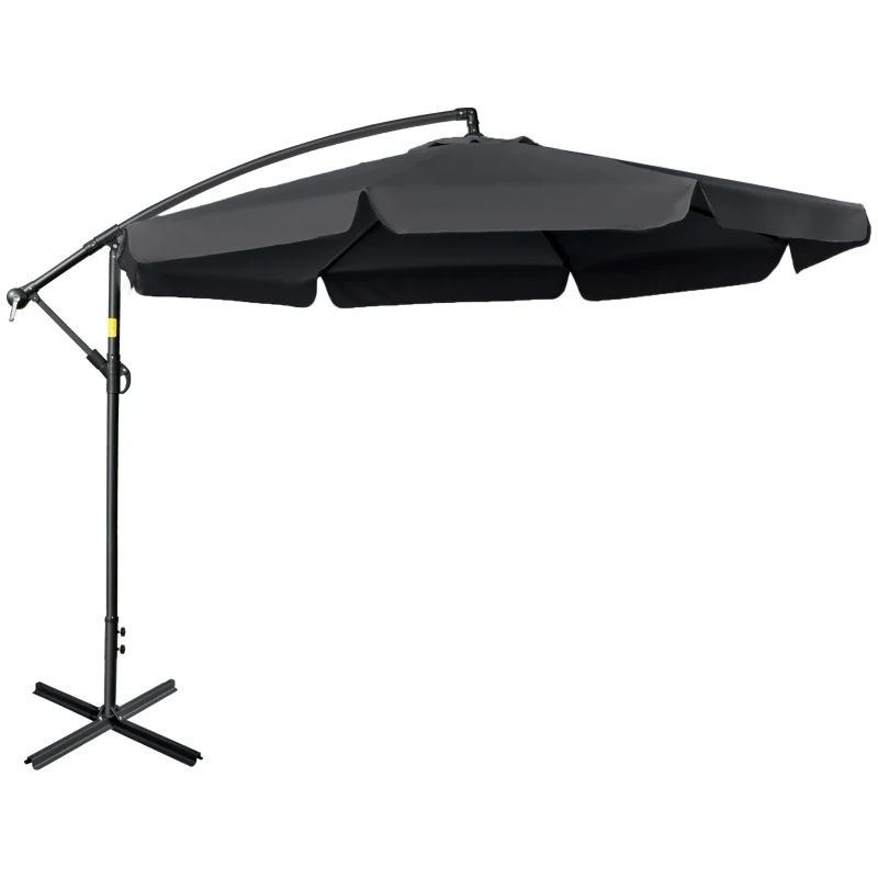 Best 2.7m Garden Banana Parasol Cantilever Umbrella with Crank Handle and Cross Base for Outdoor, Hanging Sun Shade, Black
