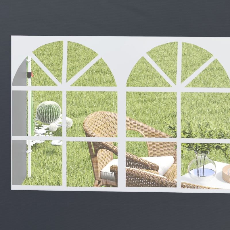 Best 3 Meters Gazebo Replaceable Exchangeable Side Panel Wall Panels Walls With Window, Dark Grey - Image 9