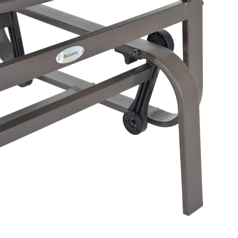 Best Outdoor Gliding Rocking Chair with Sturdy Metal Frame Garden Comfortable Swing Chair, Grey & Brown - Image 9