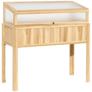 Best Raised Garden Bed 2-IN-1 Wood Cold Frame Greenhouse with Elevated Garden Box, Openable Top for Flowers, Vegetables, Plants, Natural