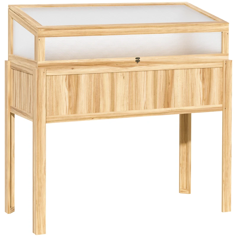 Best Raised Garden Bed 2-IN-1 Wood Cold Frame Greenhouse with Elevated Garden Box, Openable Top for Flowers, Vegetables, Plants, Natural