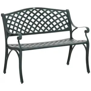 Best Cast Aluminium Garden Bench 2 Seater Antique Loveseat for Outdoor Patio Porch Park, Verdigris