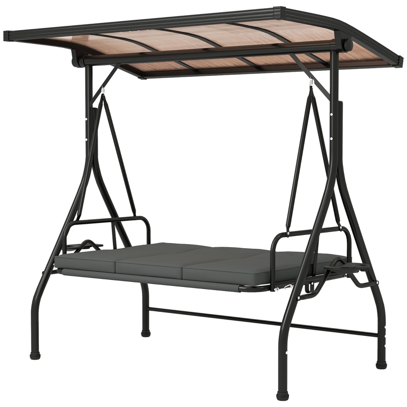 Best Convertible Three-Seater Swing Bench Bed - Dark Grey - Image 11