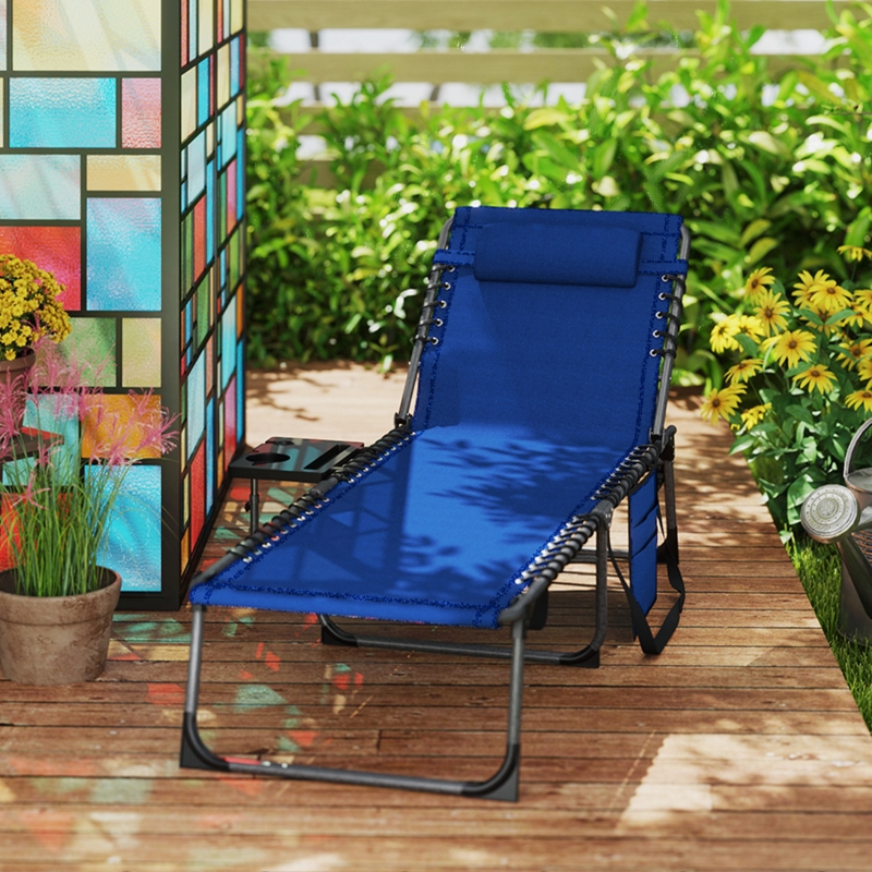 Best Five-Position Reclining Sun Lounger - Dark Blue - Image 9