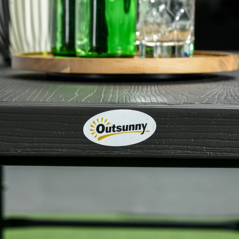 Best Folding Picnic Table with 2 Benches, 3-Piece Portable Garden Furniture Set for 4, Dining Table Set with Plastic Top, Steel Frame, Dark Grey - Image 8