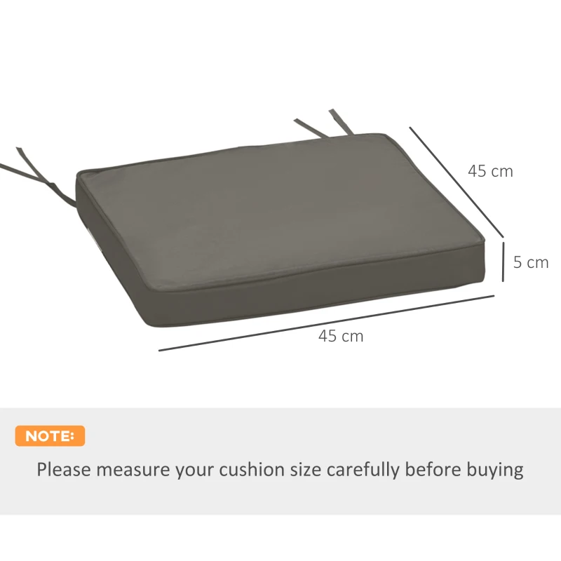 Best Set of 2 Garden Chair Cushions with Ties, 45 x 45 cm Replacement Cushions for Outdoor Furniture, Dark Grey - Image 3