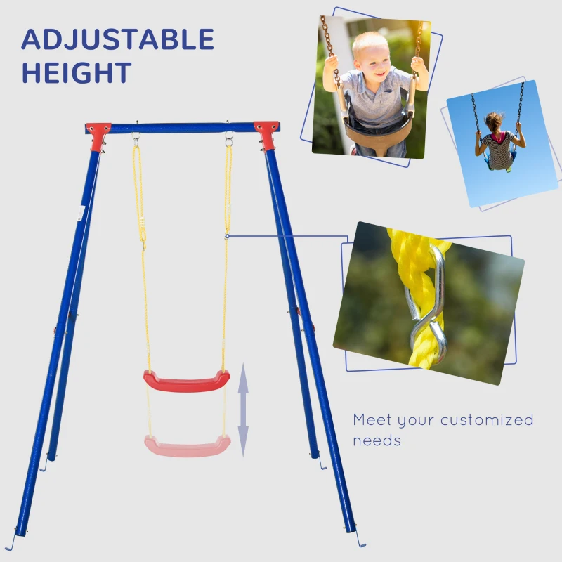 Best Kids Swing Set Toddler Swing Adjustable Rope Heavy Duty A-Frame Stand Outdoor Playset for 3-8 Years Old Blue - Image 4