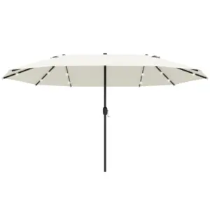 Best 4.4m Double-Sided Sun Umbrella Patio Parasol LED Solar Lights Cream White