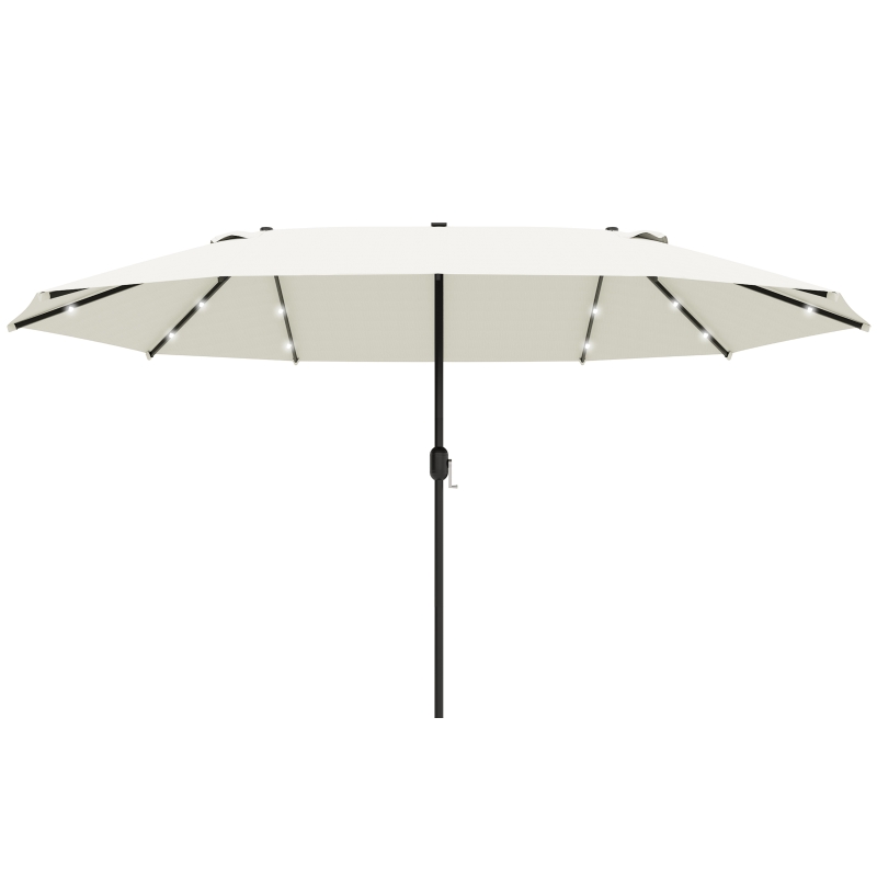 Best 4.4m Double-Sided Sun Umbrella Patio Parasol LED Solar Lights Cream White
