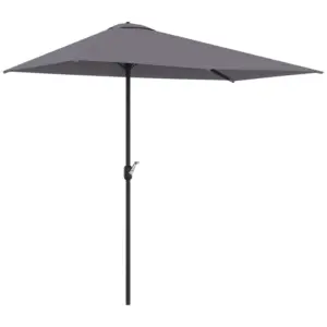 Best Balcony Half Parasol Semi Round Umbrella Patio Crank Handle (2.3 m, Grey)- NO BASE INCLUDED