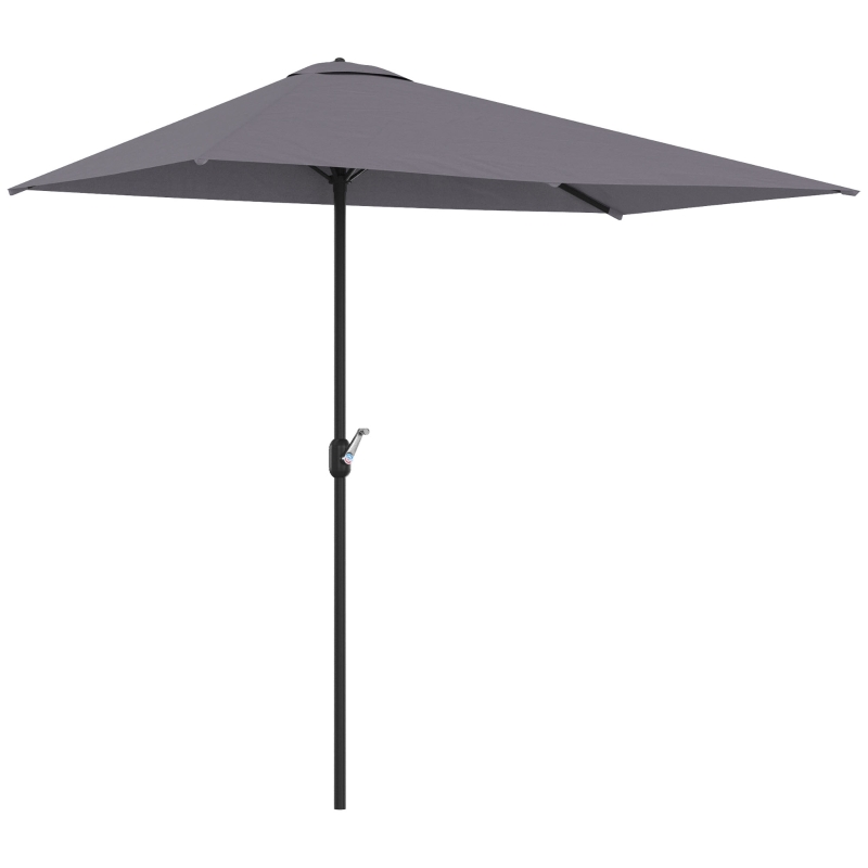 Best Balcony Half Parasol Semi Round Umbrella Patio Crank Handle (2.3 m, Grey)- NO BASE INCLUDED