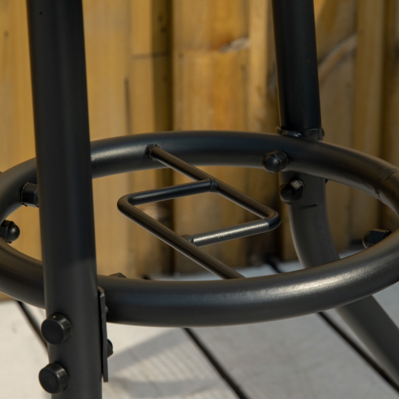 Best Outdoor φ80cm Round Dining Table Tempered Glass Top Steel Frame Bistro Coffee End Side Table Garden w/ Parasol Hole - Image 9