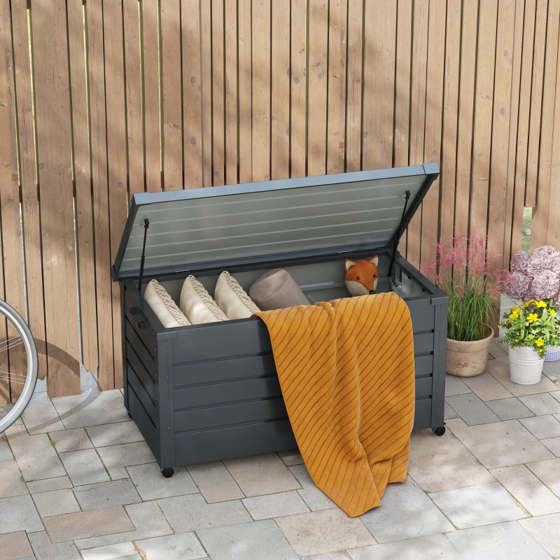 Best 311L Galvanised Steel Garden Storage Box, with Lock - Dark Grey - Image 10