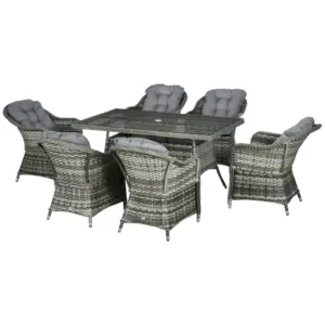 Best Seven-Piece Rattan Dining Set - Grey