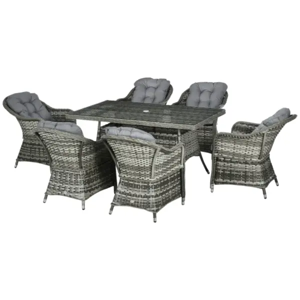 Best Seven-Piece Rattan Dining Set - Grey