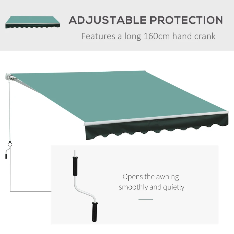 Best 3x2.5 m Sun Shade Canopy Garden Patio Manual Retractable Awning Canopy-Dark Green - Image 6
