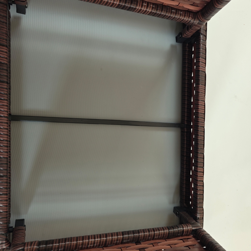 Best Foldable Outdoor Side Table, Rattan Garden Coffee Table with Steel Frame, Space Saving Bistro Garden Furniture for Patio, Balcony, 60 x 41 x 41 cm, Brown - Image 9