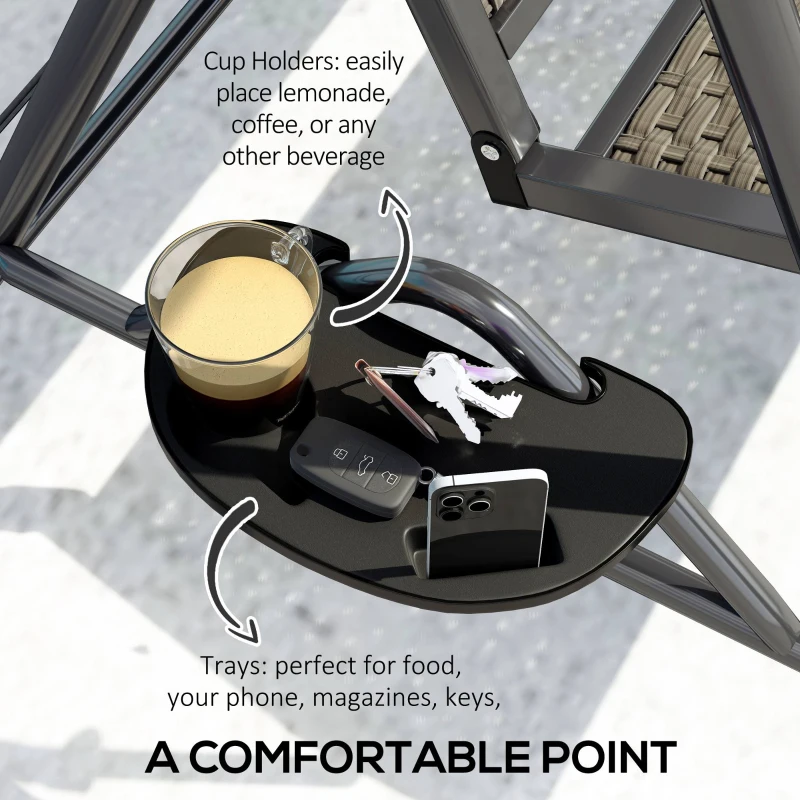 Best 3 Seater Swing Chair, Garden Swing Seat Bench with Adjustable Canopy, Rattan Seat and Steel Frame for Patio, Yard, Grey - Image 7