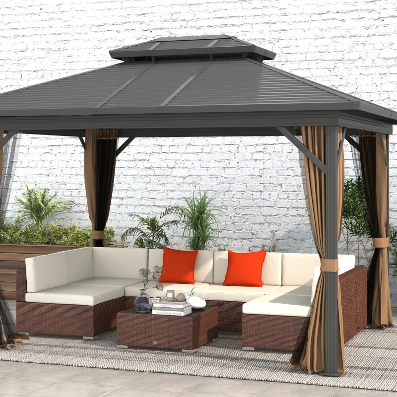 Best Seven-Piece Rattan Garden Set, with Glass-Top Table - Brown/Beige - Image 2