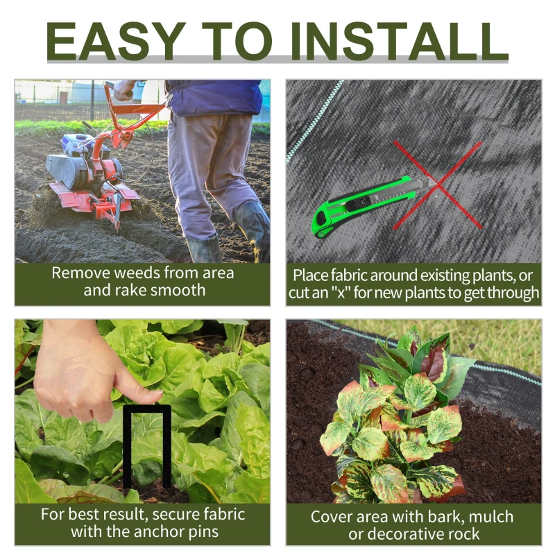 Best 2m x 50m Weed Control Membrane, Heavy Duty Weed Control Barrier Fabric, 90gsm Ground Cover for Patios, Garden, Flower beds, Landscaping - Image 6