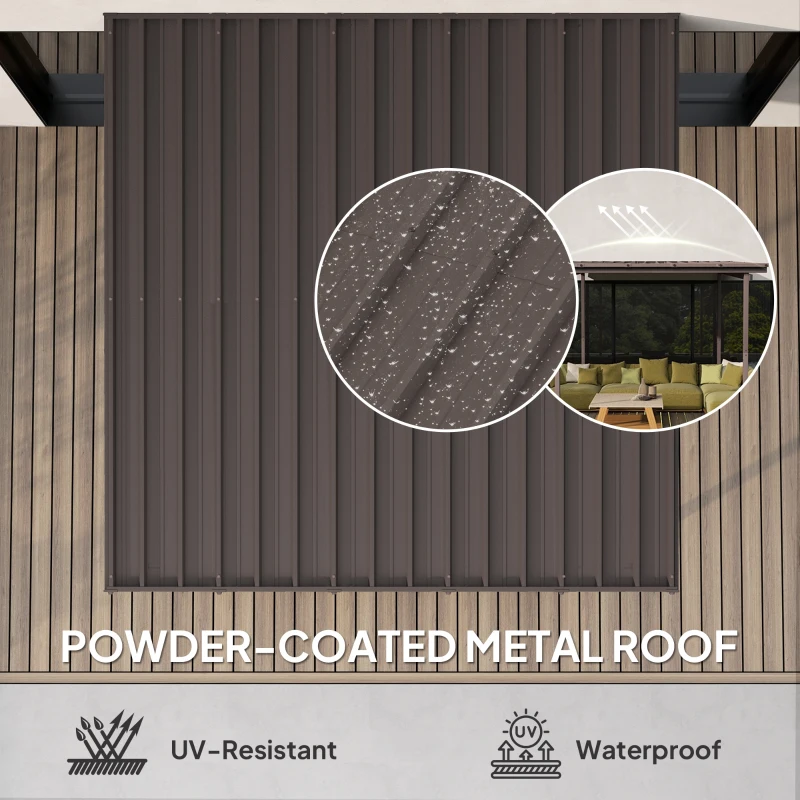 Best 3 x 3(m) Garden Pergola with Waterproof Metal Roof, Lean to Pergola Hardtop Gazebo, Wind-resistant Outdoor Sun Shade, Easy to Assemble - Image 4