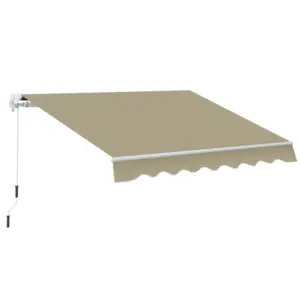 Best 2.5x2 m Manual Retractable Awning-Beige Canopy/White Frame